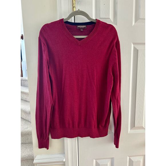 Johnston & Murphy Silk & Alpaca Blend Red V-Neck Sweater - Picture 1 of 5